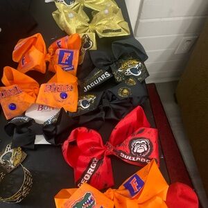 Kids Team Spirit Hair Bows - Black, Orange, Red, Gold